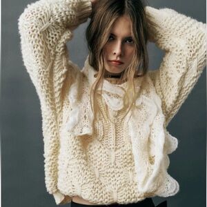 NWT Zara Pointelle Boho Sweater